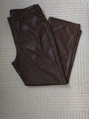 Chico's Straight-Leg Brown Faux Leather Jeans